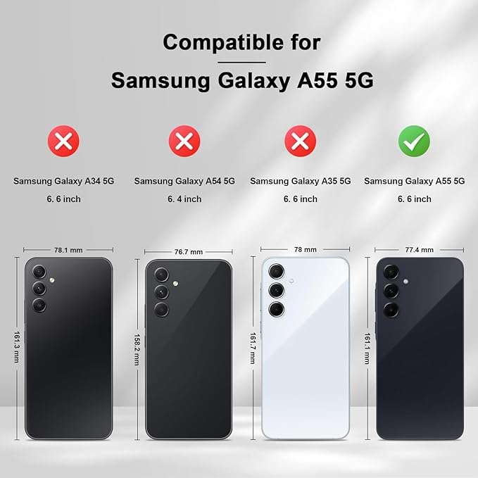 Jasonyu Flip Wallet Case for Samsung Galaxy A55,Leather Magnetic Folio Cover with Card Holder,Kickstand - TPU Shockproof Durable Protective Phone Case,Black