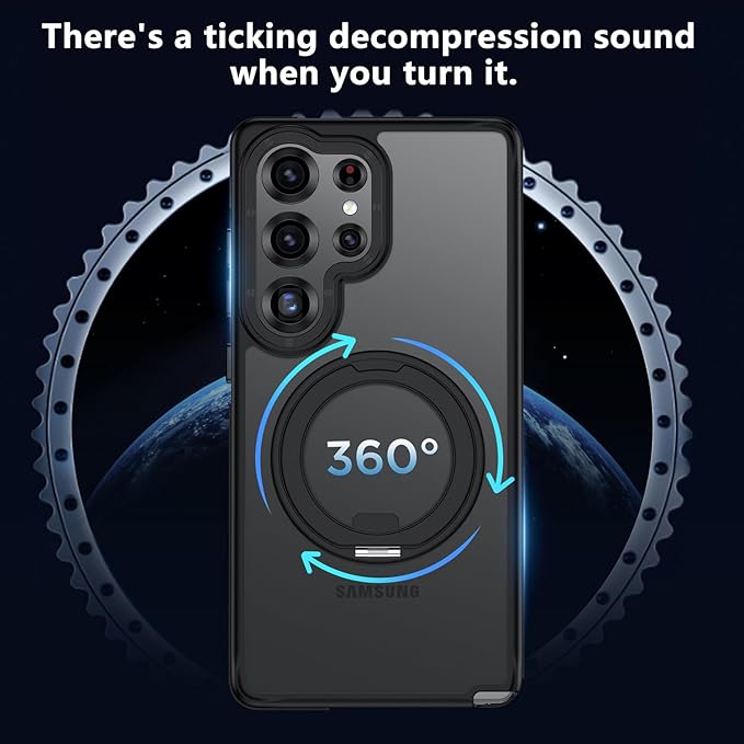 360°Spin Magnetic Stand for Samsung Galaxy S25 Ultra Case,[Compatible with Magsafe] Military Grade Drop Protection, Matte Hard Slim S25 Ultra Phone Case with Kickstand & Ring Holder 113