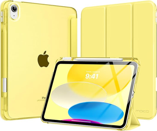 MoKo for iPad (A16) 11th Generation Case 11 Inch 2025, iPad 10th Generation Case 10.9 Inch 2022 with Pencil Holder, Slim Light Trifold Protective Cover with Hard PC Translucent Back Shell, Oatmeal