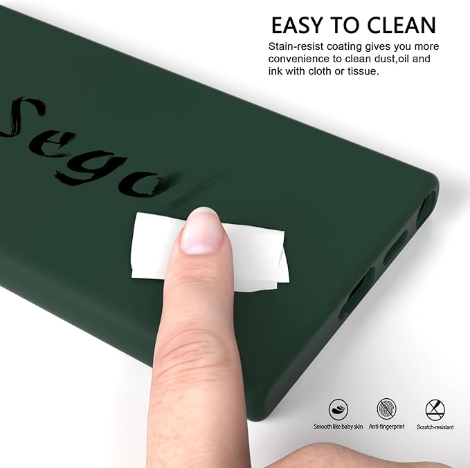 E Segoi Designed for Galaxy S24 Ultra Case, Liquid Silicone Gel Rubber Shockproof Case Soft Microfiber Cloth Lining Cushion Compatible with S24 Ultra 5G 6.8 inch (Sequoia Green, S24 Ultra - 6.8")