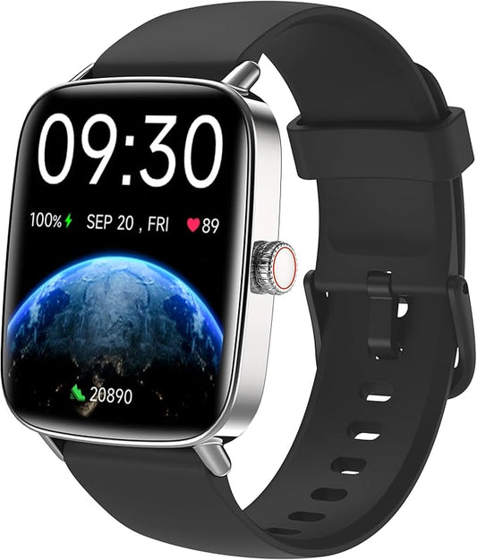 Fitpolo Smart Watch for Men Women, Stainless Steel Bezel Fitness Tracker (Make/Answer Calls), IP68 Waterproof, Heart Rate SpO2 Monitor, Sleep & Activity Tracking Smartwatch for Android Phones iPhone