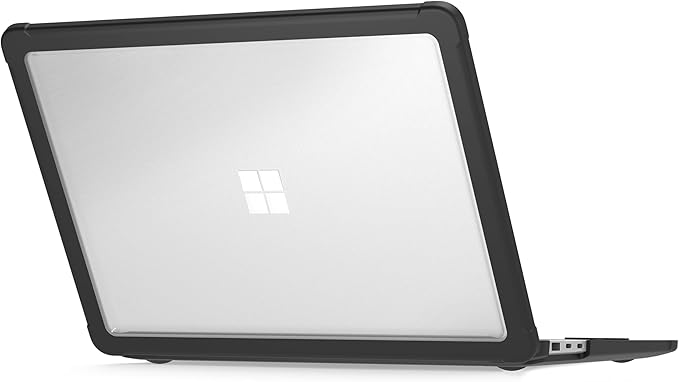 STM Dux Case for Microsoft Surface Laptop 7th Edition (13.8") – Slim Rugged Protective Shell with Transparent Back, Non-Slip Feet, Open-Hinge Cooling, TPU Clip-On Design – Black