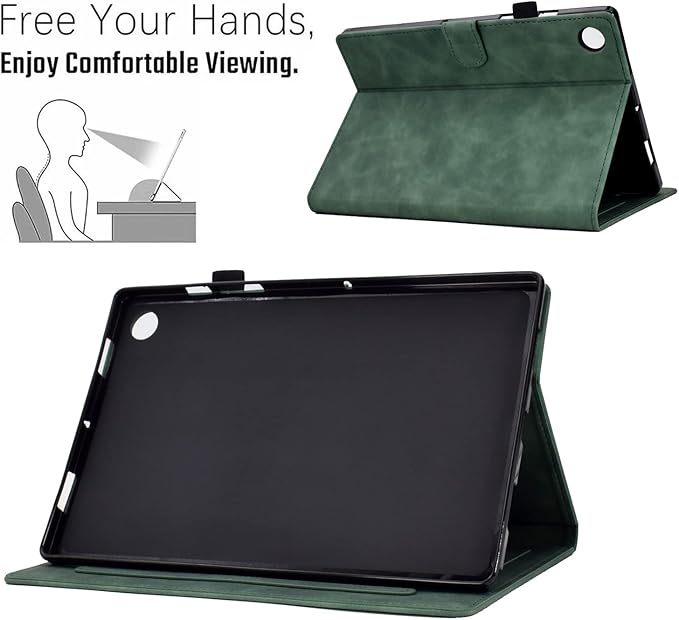 Case for Samsung Galaxy Tab A9+/A9 Plus 11 Inch 2024 2023 (SM-X210/X216/X218), PU Leather Cover Embossed Flower Multi-Angle Stand with Auto Wake/Sleep Case for Galaxy Tab A9 Plus Tablet,Green