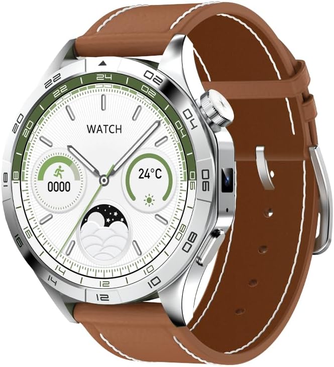 Smart Watch for Men Women - with 8+128GB Extra Storage, 1.43" AMOLED HD Screen, 24/7 Heart Rate/Sleep Fitness, 115+Sports Modes|IP68 Waterproof Compatible with iOS/Android (Brown)