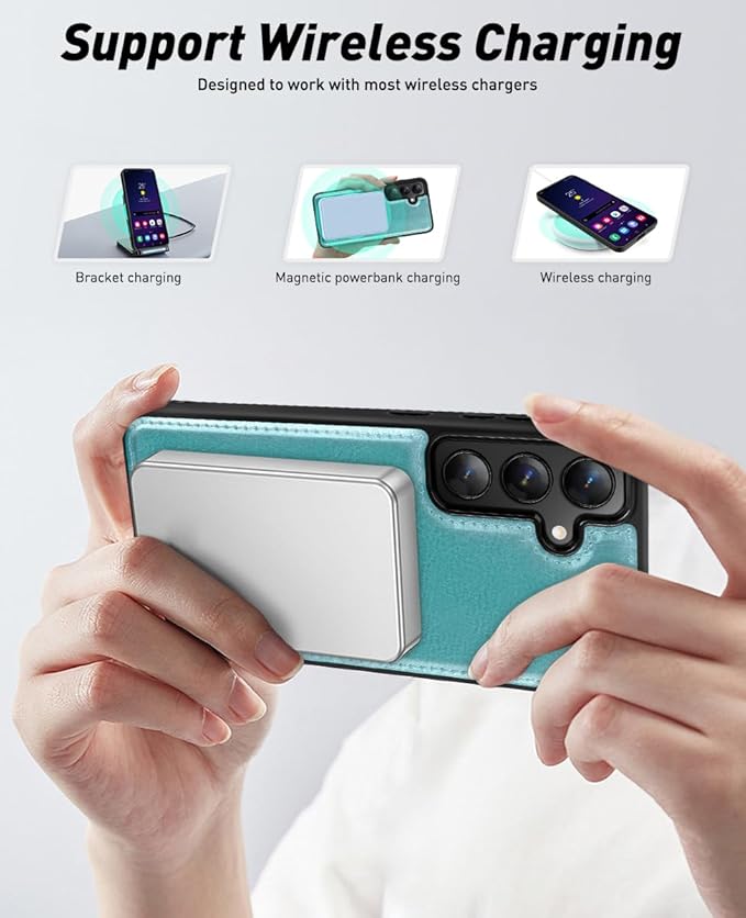 OCASE for Samsung Galaxy S24 Detachable Wallet Case with Card Holder, [2 in 1] PU Leather Flip Folio Case with RFID Blocking Magnetic Stand Removable Shockproof Phone Cover, Mint Green