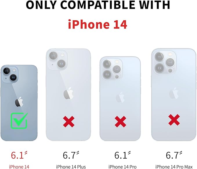 DJDUCK Designed for iPhone 14 Case Wallet with Card Holder, [Magnetic Clasp Cover] [RFID Blocking Leather Protection] Shockproof Women Men Cases 6.1 Inch for Apple 14 Grey