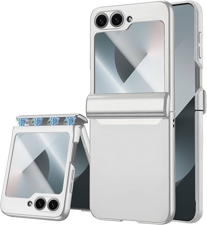 STORMTAL for Samsung Galaxy Z Flip 6 Case/Z Flip 7 FE Case, Hinge Protection, Built-in Screen Protector, Wireless Charging, Slim Rugged Phone Protective Case for Galaxy Z Flip 6 Silver