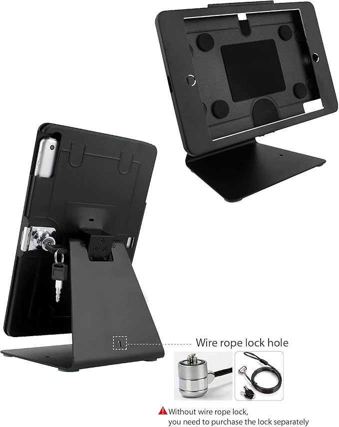 Desktop Anti-Theft Security Kiosk Stand Holder Enclosure for iPad 10.2-Inch (9th Gen.2021,8th Gen.2020,7th Gen.2019),with Lock and Key,Flip &360°Rotating Horizontal or Vertical Design(Black)