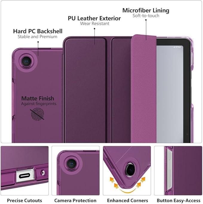 MoKo Case for Galaxy Tab A9+/A9 Plus 11 inch 2023, Slim Stand Protective Smart Cover with Hard PC Translucent Back Shell for Tab A9 Plus Tablet (SM-X210/X216/X218), Auto Wake/Sleep, Dark Purple
