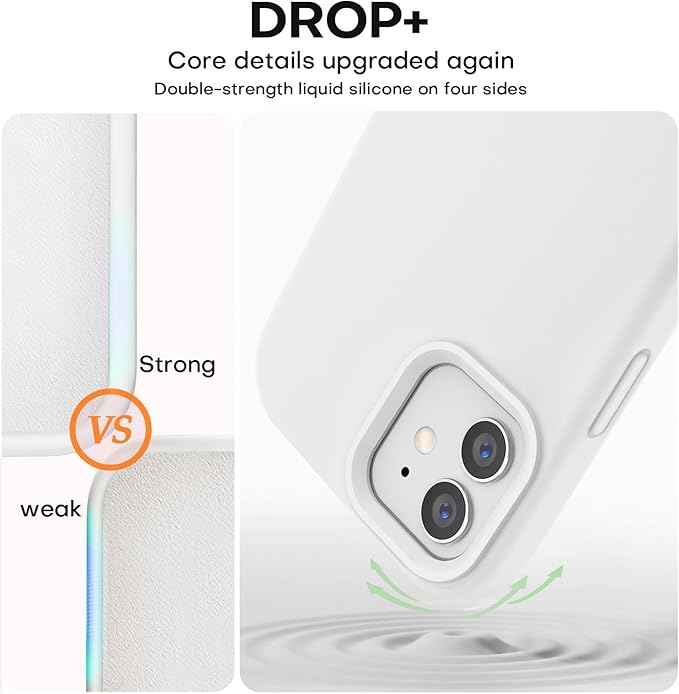 Vooii Compatible with iPhone 12 Case/iPhone 12 Pro Case, Liquid Silicone Upgrade [Soft Anti-Scratch Microfiber Lining] [Shockproof Drop Protection] Phone Case 6.1 inch - White