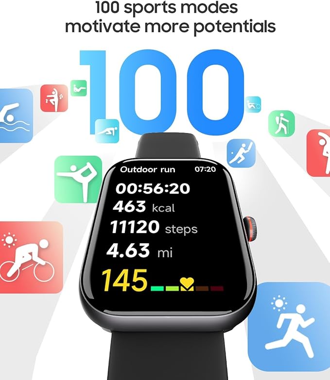 Smart Watch for Men Women, Alexa Built-in, Answer/Make Calls, 1.91" HD Screen Fitness Watch, IP68 Waterproof, 100 Sports, Heart Rate Monitor, Sleep Tracker, Smartwatch Compatible Android iOS