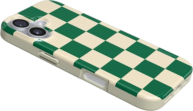 Casely iPhone 17 Case | Fit Check | Green Checkerboard | Compatible with MagSafe | Classic Ultra Slim Design