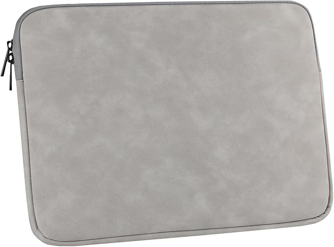 Megoo 13" Laptop Case Sleeve for Samsung Galaxy Book/Chromebook 13.3", Surface Pro 12/11/10/9/X/8, Lenovo/Dell Shockproof Water-Resistant Leather Carry Case for 12-13.3" Notebook Computers(Light Gray)