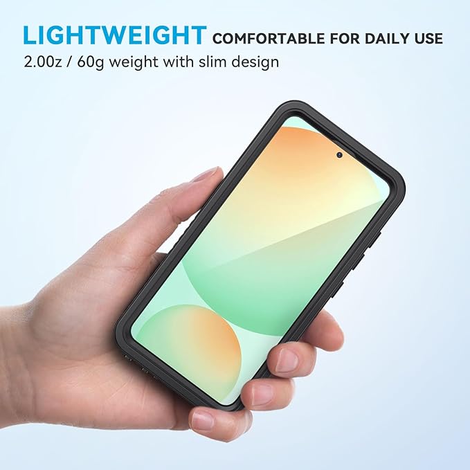 Lanhiem for Samsung Galaxy S24 FE Case, IP68 Waterproof Heavy Duty Protection Phone Cover for S24FE 5G 6.7 Inch Built-in Screen Protector, Black