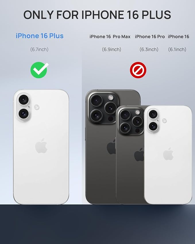 Lanhiem Magnetic for iPhone 16 Plus Case, IP68 Waterproof Dustproof Case, [Compatible with Magsafe] [Built-in Screen Protector] Full Body Heavy Duty Rugged Phone Cover 6.7 inch, Blue/Clear