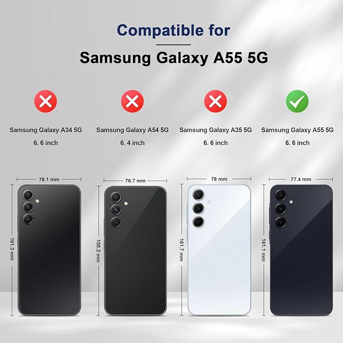 Jasonyu Flip Wallet Case for Samsung Galaxy A55,Leather Magnetic Folio Cover with Card Holder,Kickstand - TPU Shockproof Durable Protective Phone Case,Blue