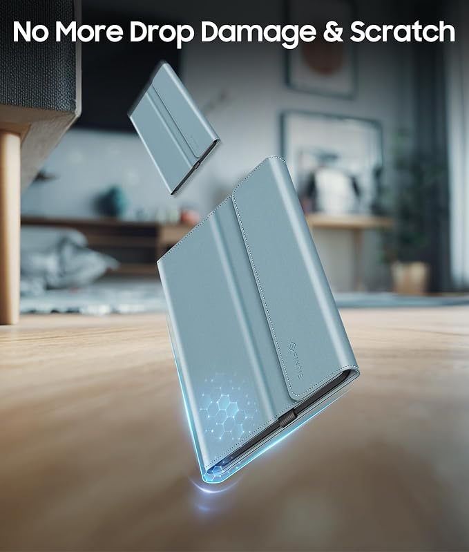 Fintie Protective Case for Microsoft Surface Pro 12 Inch (2025), Multi-Angle Viewing Portfolio Business TPU Back Cover with Pocket & Stylus Holder, Compatible with Type Cover Keyboard (Ocean Blue)