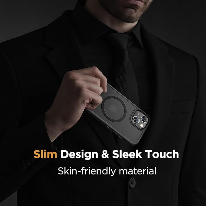 Miracase Magnetic for iPhone 14 Plus Case 6.7 inch (Compatible with MagSafe)（with 2X Screen Protectors） Military-Grade Protection, Anti-Fingerprint Translucent Matte Phone Case Cover, Black