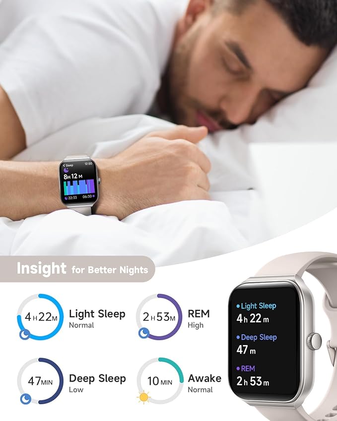 Smart Watch for Men Women Alexa Built-in, 1.95" Fitness Tracker with Answer/Make Calls, IP68 Waterproof/Sleep Tracker/Heart Rate/100 Sports, Fitness Watch Compatible iOS Android