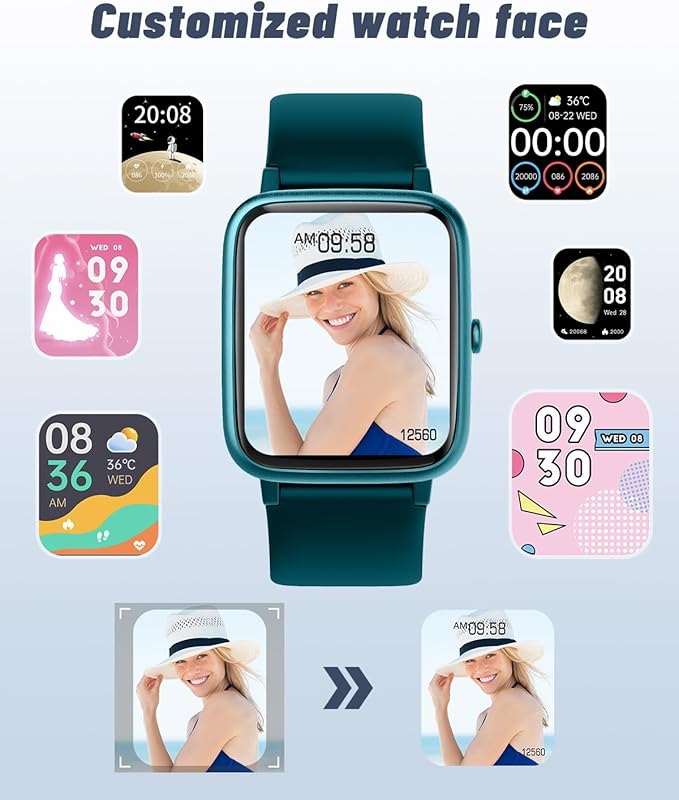 GRV Smart Watch for iOS and Android Phones (Answer/Make Calls), Watches for Men Women IP68 Waterproof Smartwatch Fitness Tracker Watch with Heart Rate/Sleep Monitor Steps Calories Counter (Gem Green)