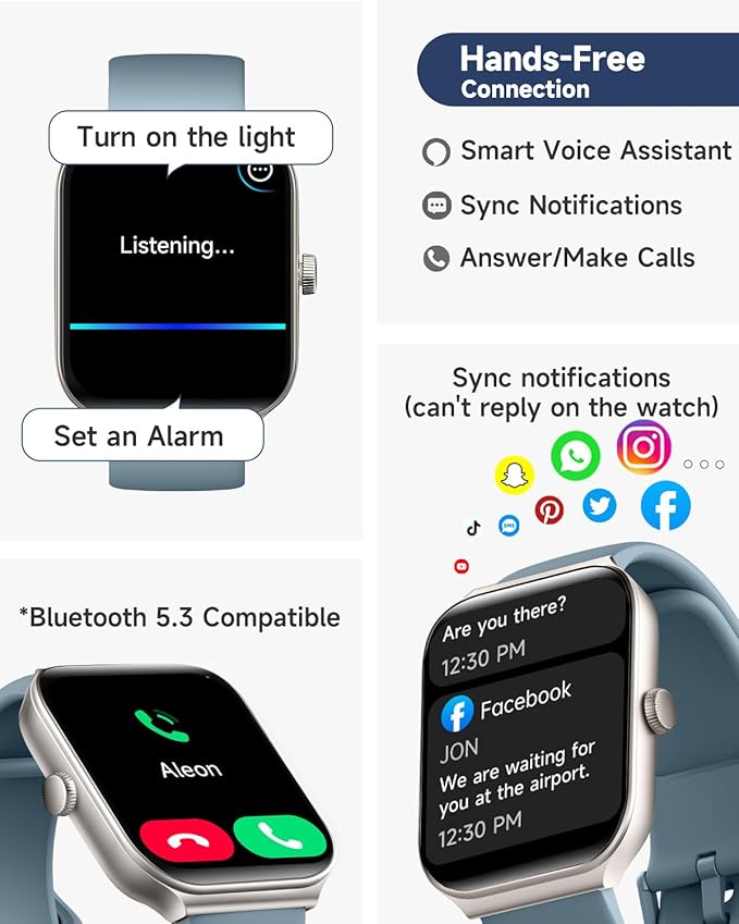 Smart Watch for Men Women Alexa Built-in, 1.95" Fitness Tracker with Answer/Make Calls, IP68 Waterproof/Heart Rate/Sleep Tracker/100 Sports, Fitness Watch Compatible iOS Android