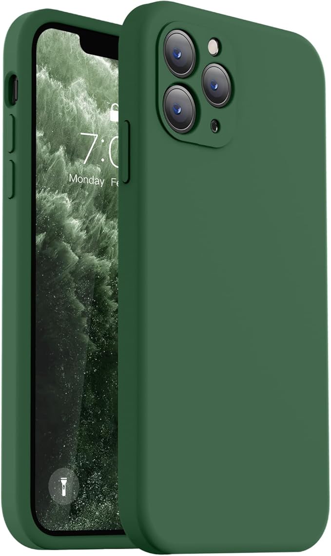 Vooii Compatible with iPhone 11 Pro Case, Upgraded Liquid Silicone with [Flat Edges] [Camera Protection] [Soft Anti-Scratch Microfiber Lining] Phone Case for iPhone 11 Pro 5.8 inch - Green