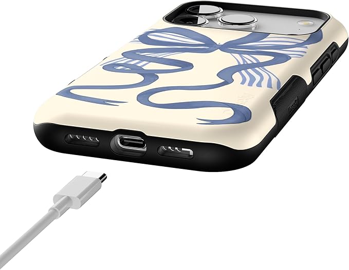 Casely iPhone 17 Pro Case | Heartstrings | Blue Bow | Bold Protective Design | Compatible with MagSafe