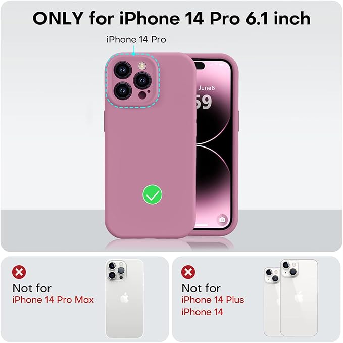 Vooii Compatible with iPhone 14 Pro Case, Liquid Silicone Upgrade [Camera Protection] [Soft Anti-Scratch Microfiber Lining] Shockproof Phone Case for iPhone 14 Pro 6.1 inch - Lavender Purple