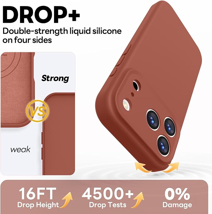 Vooii Magnetic Compatible with iPhone 17 Pro Max Case (Compatible with Magsafe) (Upgraded Camera Protection) Liquid Silicone Shockproof Full Body Protective Phone Cover for Women Men, Caramel, 6.9”