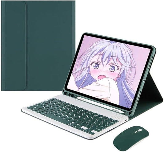 Keyboard Case Mouse for Galaxy Tab S6 Lite 10.4" 2024/2022/2020 (SM-P620/P625/P613/P619/P615/P610), Detachable Cute Color Keyboard Case with S Pen Holder,Dark Green