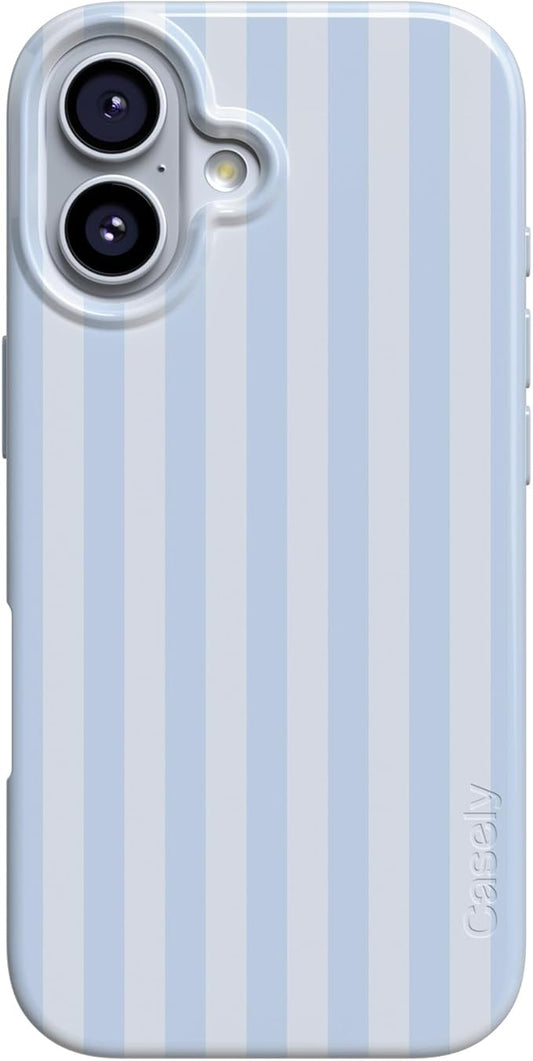 Casely iPhone 17 Case | Blue Stripes | Sunday Best | Compatible with MagSafe | Classic Ultra Slim Design