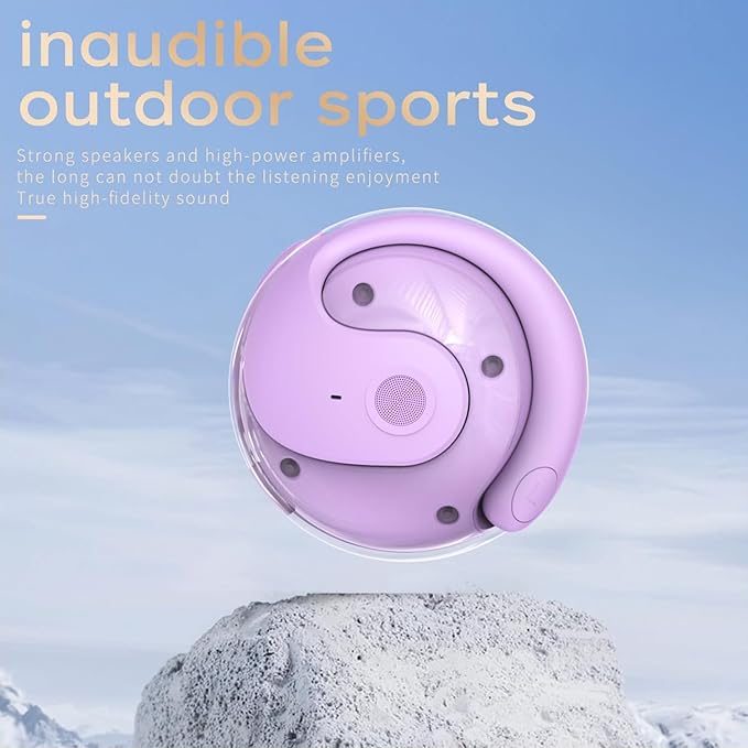 Open Ear Wireless Hanging Earbuds, Ideal for Workout, Non - in - Ear Design with Wireless Connectivity, Sports - Oriented with Ultra - Long Battery Life, Spherical Shape, Violet