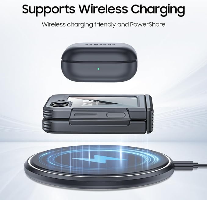 CENMASO for Galaxy Z Flip 6 Case/Z Flip 7 FE Case with Hinge Protection & Built-in Screen Protector, Ultra-Thin Full-Body Shockproof Protection Phone Case for Z Flip 6/Flip 7 FE-Black