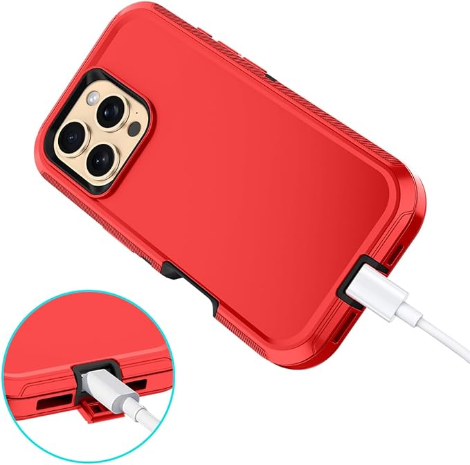 for iPhone 16 Pro Max Case Shockproof Dust/Drop Proof 3-Layer Full Body Protection [Without Screen Protector] Rugged Heavy Duty Cover Case for Apple iPhone 16 Pro Max 6.9" 2024,Red/Black