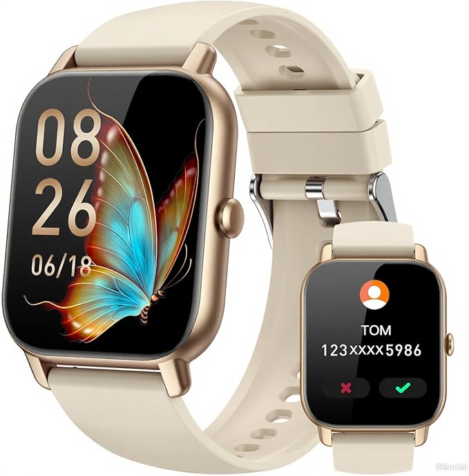 Smart Watches for Women(Answer/Make Call),1.85 inch HD Fitness Tracker Watch with Activity Counter/Sleep Monitor/ 110+ Sports Modes, IP68 Waterproof Smart Watch for Andriod iPhone iOS Compatible,Gold