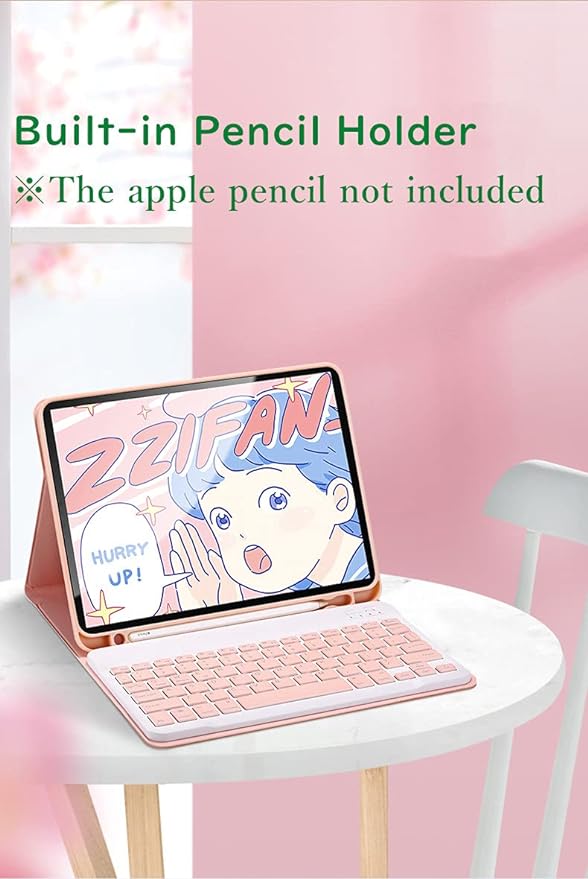Color Keyboard Case for Samsung Galaxy Tab A9+ 11" / Plus, Detachable Wireless Bluetooth, Pink