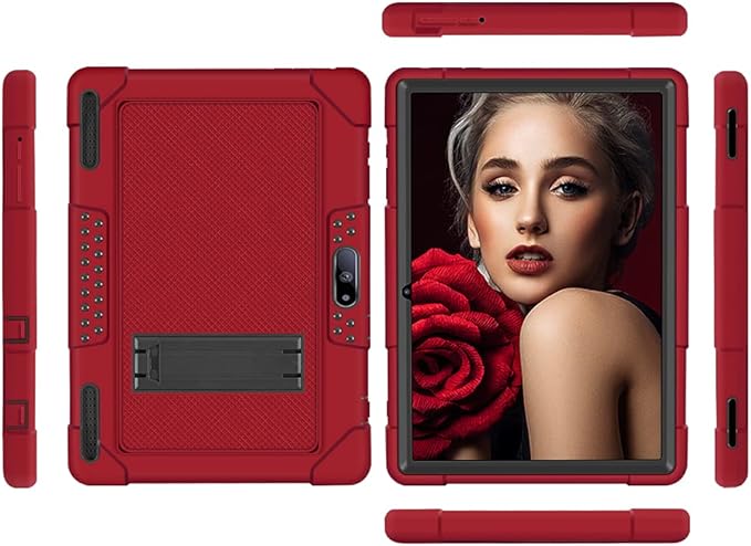 for Pritom M10 Inch Case, Heavy-Duty Drop-Proof Shock-Resistant Kids Friendly Protective case for QuntiCO Y10/Voger priorpad X100/Digiland Tablet DL1036/Gateway 10.1 HD Tablet(Red/Black)