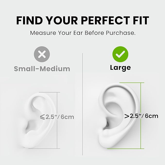 Avantree Resolve (Large) – Wired Open-Ear Earbuds w/Mic & Over-Ear Hook, for Seniors & Men w/Large Ears, Great for Office, Outdoor & Home, Lightning Connector