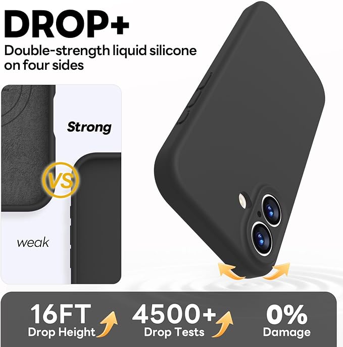 Vooii Magnetic Compatible with iPhone 17 Case (Compatible with Magsafe) (Upgraded Camera Protection) Liquid Silicone Shockproof Full Body Protective Phone Cover for Women Men, Black, 6.3"
