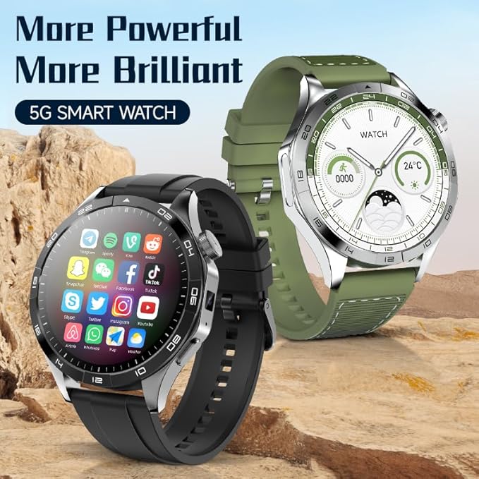 Smart Watch for Men Women - with 8+128GB Extra Storage, 1.43" AMOLED HD Screen, 24/7 Heart Rate/Sleep Fitness, 115+Sports Modes|IP68 Waterproof Compatible with iOS/Android (Black)