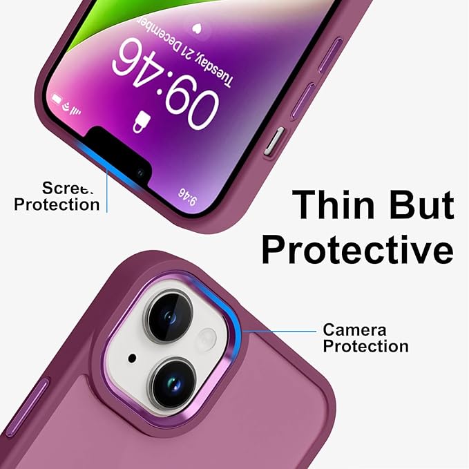 ZIYE Wine Red Case for iPhone 14 Plus Case with Stand [Compatible with MagSafe] Slim Heavy Duty Protection Military Grade Shockproof Magnetic Cover with 360 Rotatable Ring Kickstand for Women Men