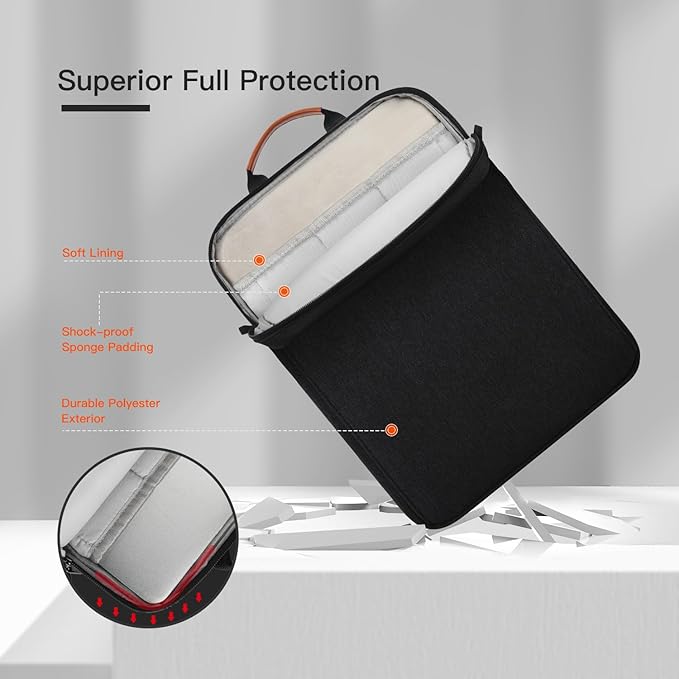 13 Inch Laptop Sleeve Carrying Bag for 2025-2022 MacBook Air 13.6 M4/A3240 M3/A3113 M2/A2681, Protective MacBook Air 13 Shoulder Travel Case, Black