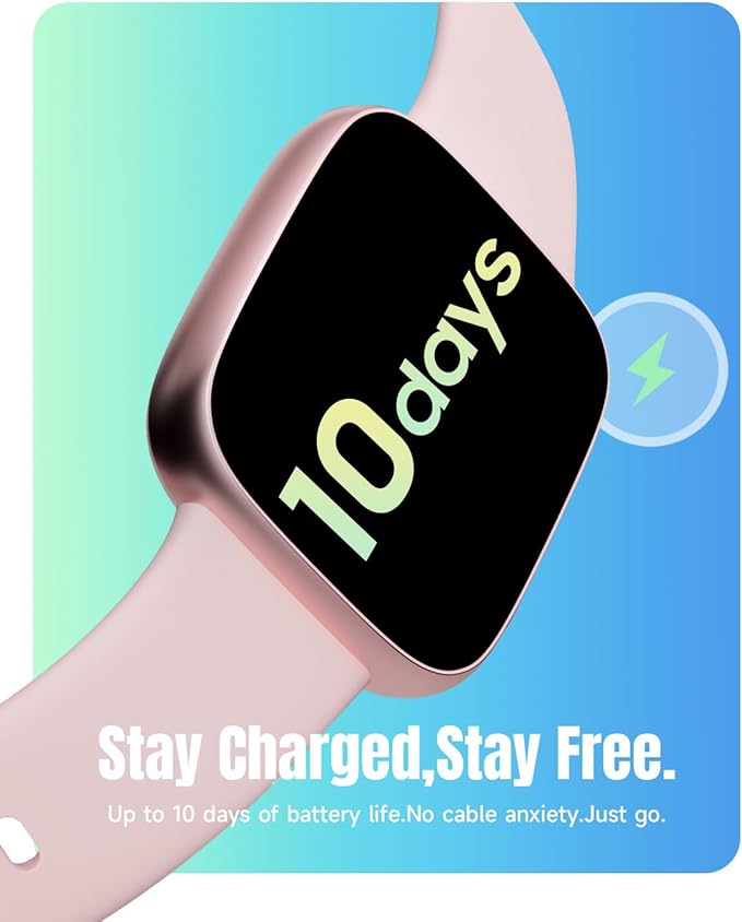 Smart Watch for Women Android & iPhone, 1.85" Ultra HD AMOLED Display,10 Day Battery, 3ATM Swimming Waterproof, Answer/Make Calls, Fitness/Heart Rate/Sleep Tracker/100 Sports, Pink