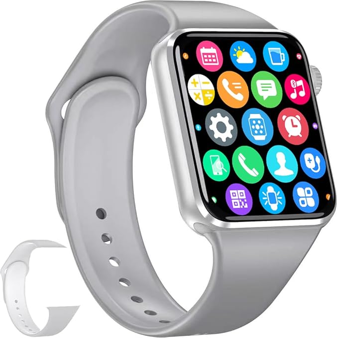 Smart Watch for Men Women Compatible Android iOS iPhone, 2.09" Touch Screen Fitness Tracker Smartwatch with Call/SMS/Sleep Monitor/Pedometer Two Sport Bands (Grey)