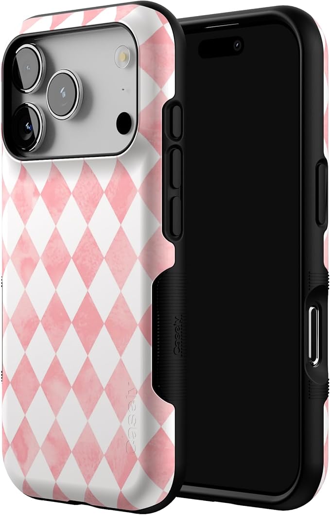 Casely iPhone 17 Pro Case | Queen of Diamonds | Pink Watercolor | Bold Protective Design | Compatible with MagSafe