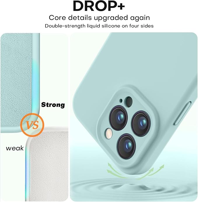 Vooii Compatible with iPhone 14 Pro Case, Liquid Silicone Upgrade [Camera Protection] [Soft Anti-Scratch Microfiber Lining] Shockproof Phone Case for iPhone 14 Pro 6.1 inch - Mint