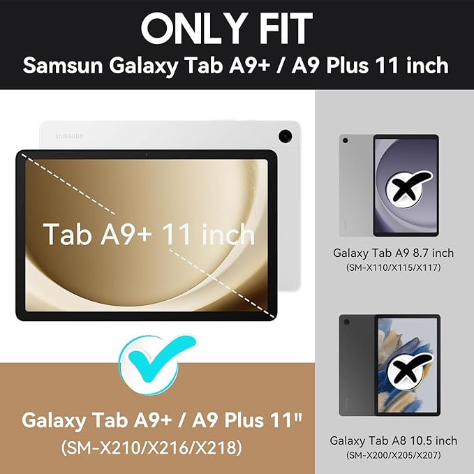 OKP Case for Samsug Galaxy Tab A9+ Plus 11 inch 2024(SM-X210/X216/X218), PU Leather Folio Cover with Multi-Angle Stand//Pen Holder, Auto Wake/Sleep Case for Galaxy A9+ 11" Tablet (Marble Oceanblue)