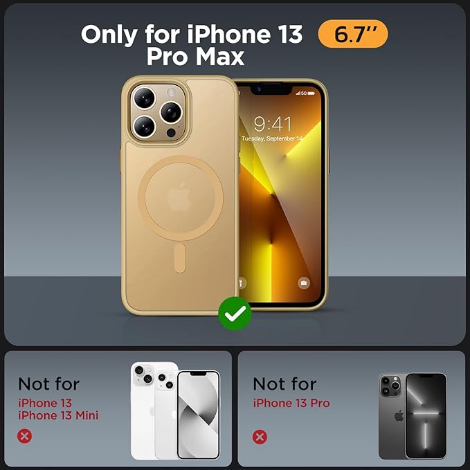 Miracase Magnetic for iPhone 13 Pro Max Case 6.7 inch (Compatible with MagSafe)（with 2X Screen Protectors） Military-Grade Protection, Anti-Fingerprint Translucent Matte Phone Case Cover, Light Yellow