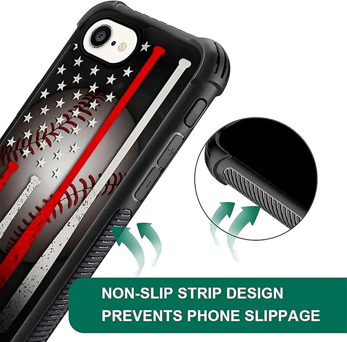 Compatible with iPhone 16e Case,American Baseball Flag Phone Cover for Men/Women,Soft TPU Anti-Skid Thread and Four Corner Anti-Collision Protection Case Compatible with iPhone 16e 6.1inch