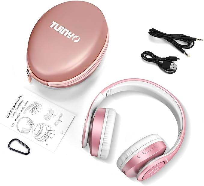 TUINYO Get Immersed in Audio Wireless Headphones - Over Ear, Bluetooth, Foldable & with Mic - Perfect for Travel, Work, TV and Cellphone